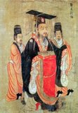 Liu Bei (161 – 21 June 223) was a warlord, military general and later as Emperor Zhaolie the founder of the state of Shu Han during the Three Kingdoms era of Chinese history. Despite having a later start than his rivals and lacking both the material resources and social status they commanded, Liu overcame his many defeats to carve out his own realm, which at its peak spanned modern day Sichuan, Guizhou, Hunan, part of Hubei and part of Gansu.<br/><br/>

Yan Liben (Wade–Giles: Yen Li-pen, c. 600-673), formally Baron Wenzhen of Boling, was a Chinese painter and government official of the early Tang Dynasty. His notable works include the Thirteen Emperors Scroll and Northern Qi Scholars Collating Classic Texts. He also painted the Portraits at Lingyan Pavilion, under Emperor Taizong of Tang, commissioned in 643 to commemorate 24 of the greatest contributors to Emperor Taizong's reign, as well as 18 portraits commemorating the 18 great scholars who served Emperor Taizong when he was the Prince of Qin. Yan's paintings included painted portraits of various Chinese emperors from the Han Dynasty (202 BC-220 AD) up until the Sui Dynasty (581-618) period