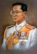 Thailand: King Rama IX, Bhumibol Adulyadej (5 December 1927 – 13 October 2016), 9th monarch of the Chakri Dynasty. Oil on canvas painting, 20th century