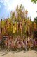 Thailand: Astrological banners adorn the giant songkran sand chedi at Wat Chetlin, Chiang Mai